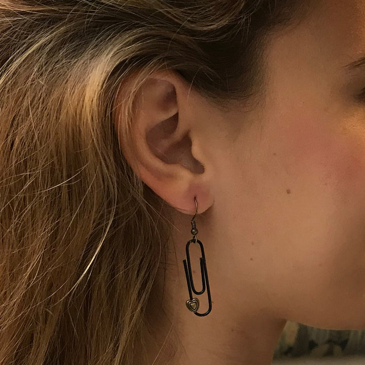 Black Personalised Paperclip Earrings | by lovedbynlanla