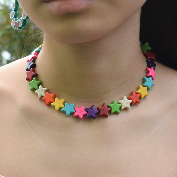 Multicoloured Star Beaded Choker Necklace | by Ifemi Jewels